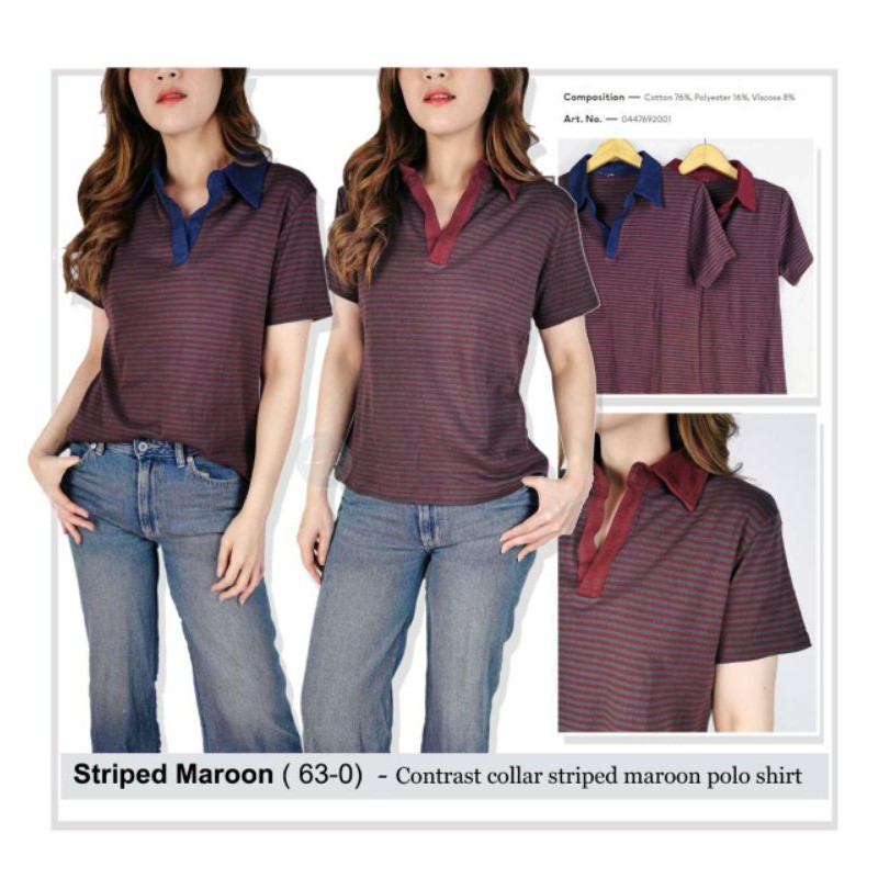 Uniqlo strip maroon polo shirt