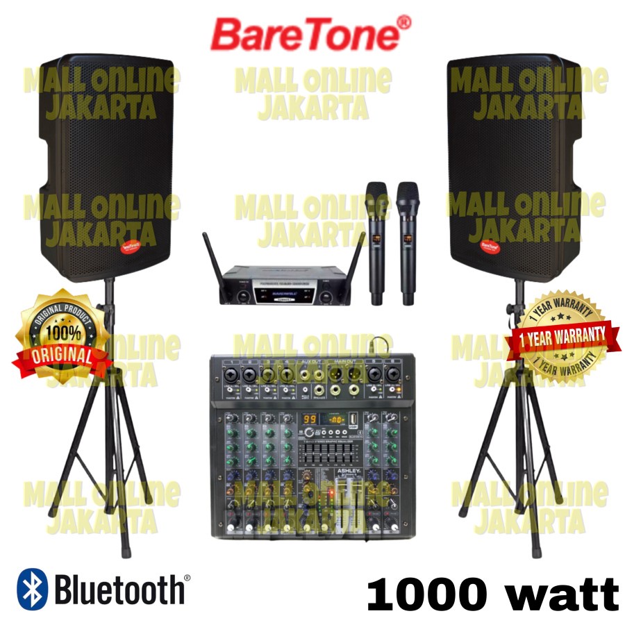 Paket speaker aktif baretone 15 inch max 15rc 6 channel sound system