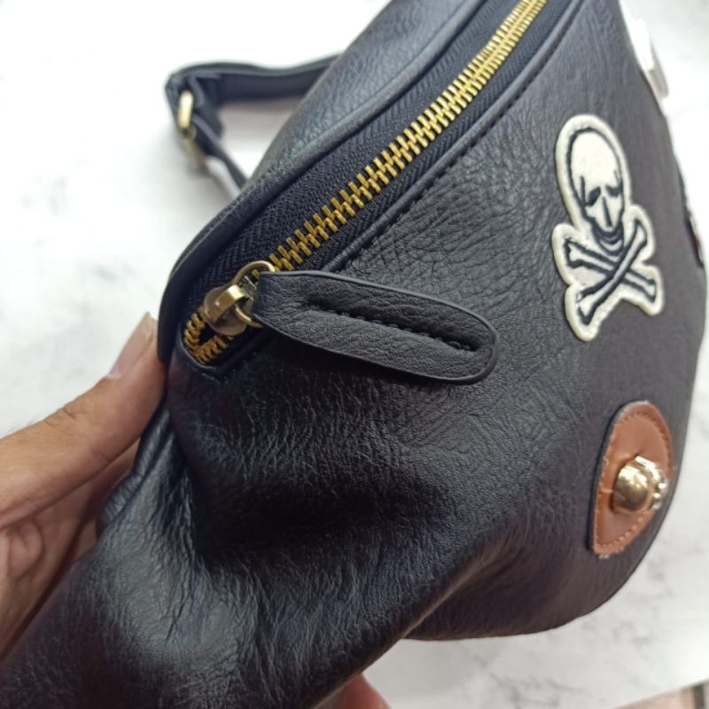 Waist Bag Pria Tas Bahu Tas Selempang Pria Tas Pria (SKULL) Leather Import