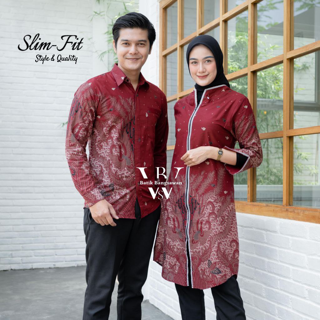 Maura Couple - Sania Ruffle Batik Couple Ori Ndoro Jowi Ready Seragam M L XL XXL Jumbo