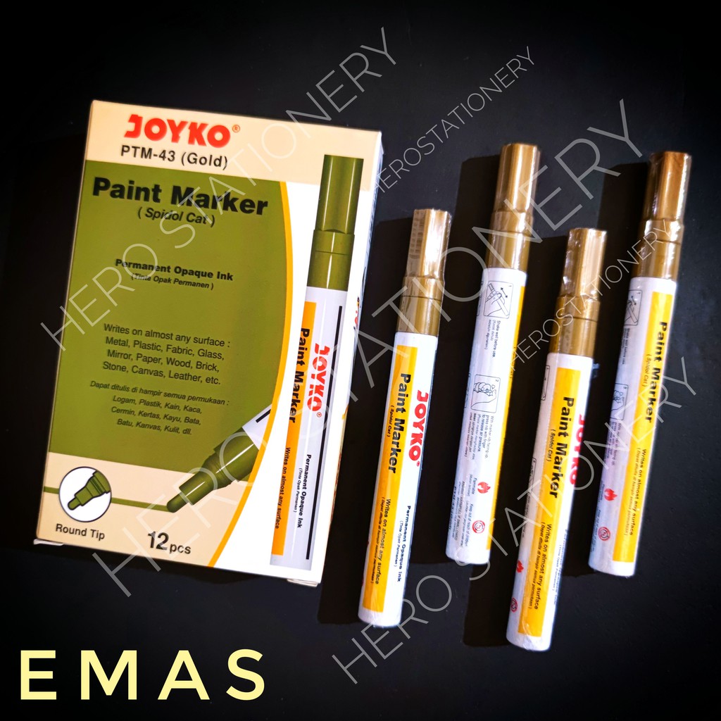 

Joyko spidol cat permanen paint marker warna emas gold PTM-43