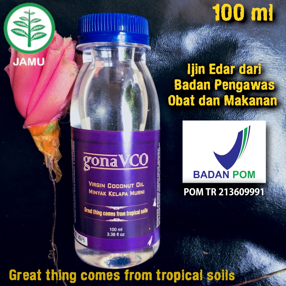 VCO Virgin Coconut Oil Minyak Kelapa Murni 100ml GONAVCO Authentic 100 ml Botol Plastik Cold-Pressed 100% Natural untuk Diet Keto anti diabetes perawatan kulit rambut Bayi Kucing Kapsul Herbal Anjing VICO Bagoes SR12 Bali Coconut BPOM