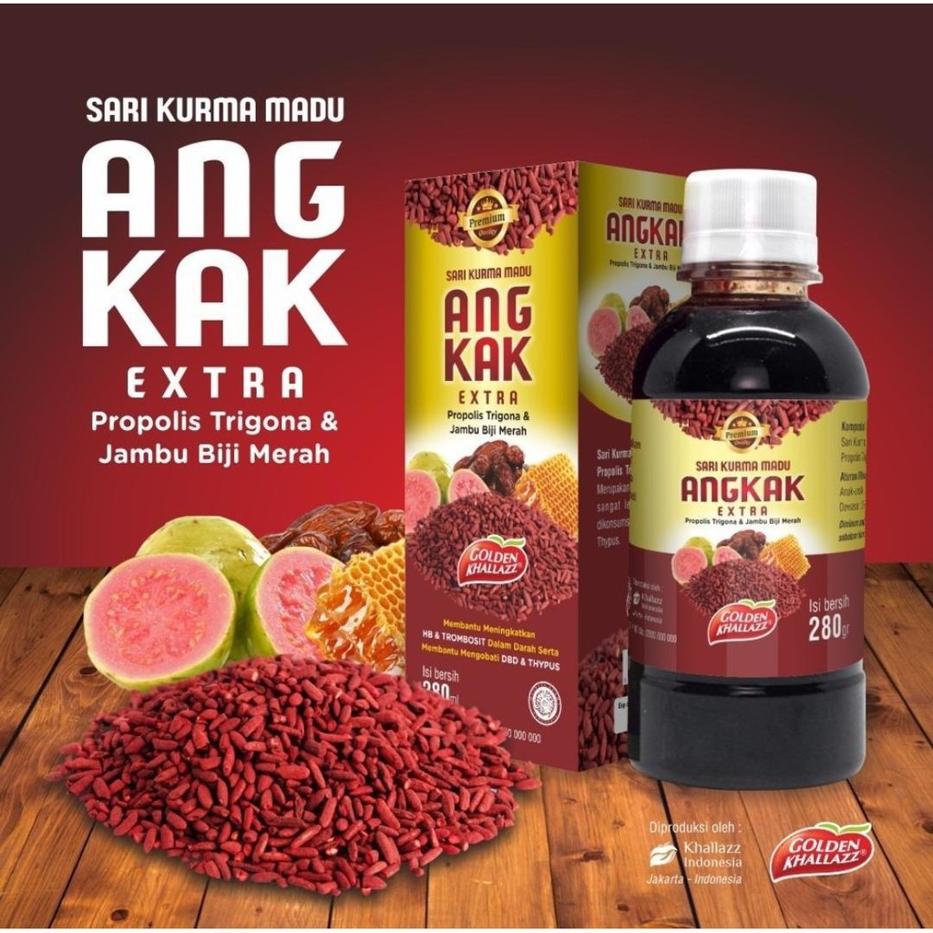 

Sari Kurma Madu Angkak Golden Khallazz Original Extra Propolis dan Jambu Biji 280gr