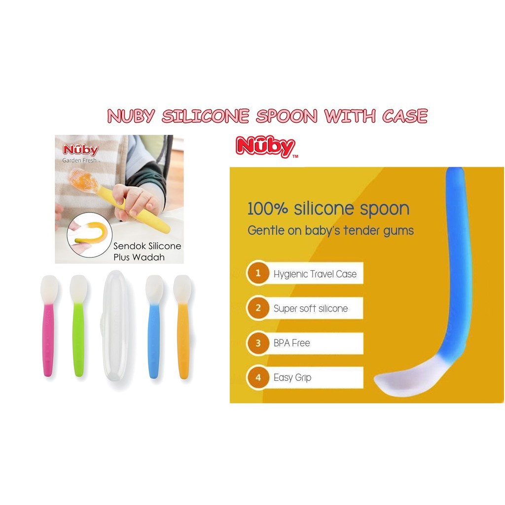 Nuby Silicone Spoon With case first solid