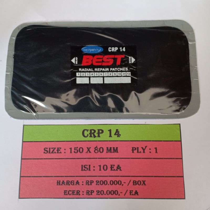 CRP 14 Radial Tyre Patch - Karet Tambal Ban Luar - Bestpatch - 1 Box isi 10pcs