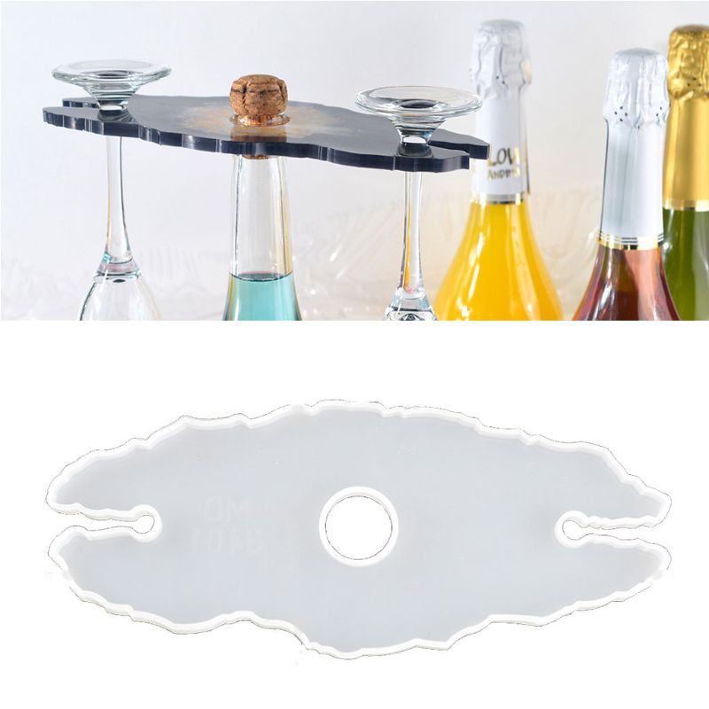 Glitter Handmade Large Wine Glass Holder Silicone Resin Mold Bottle Shelf Storage Glass Tray Resin Mould Tools Art Crafts