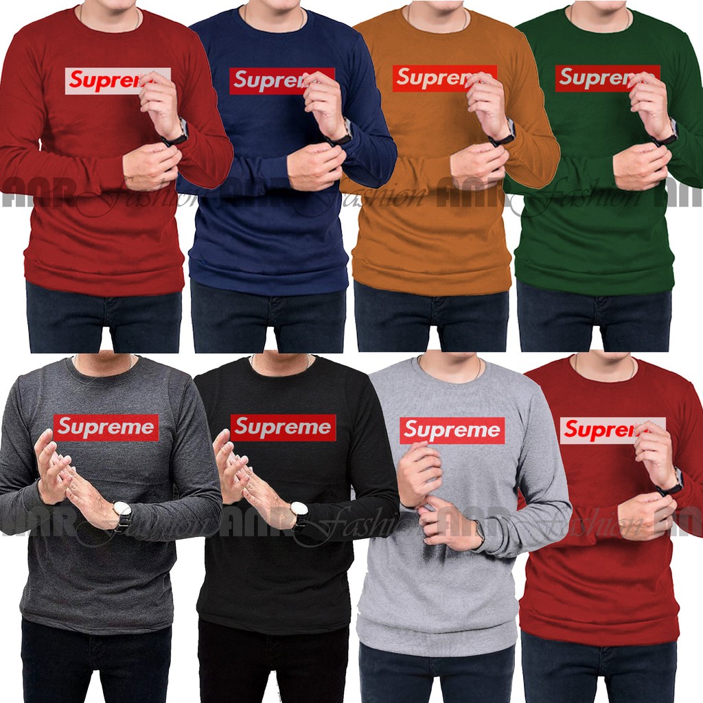 Sweater Supreme Basic Oblong Supreme Pria/Cowok - Hitam/Abu Misty/Merah/Biru Navy