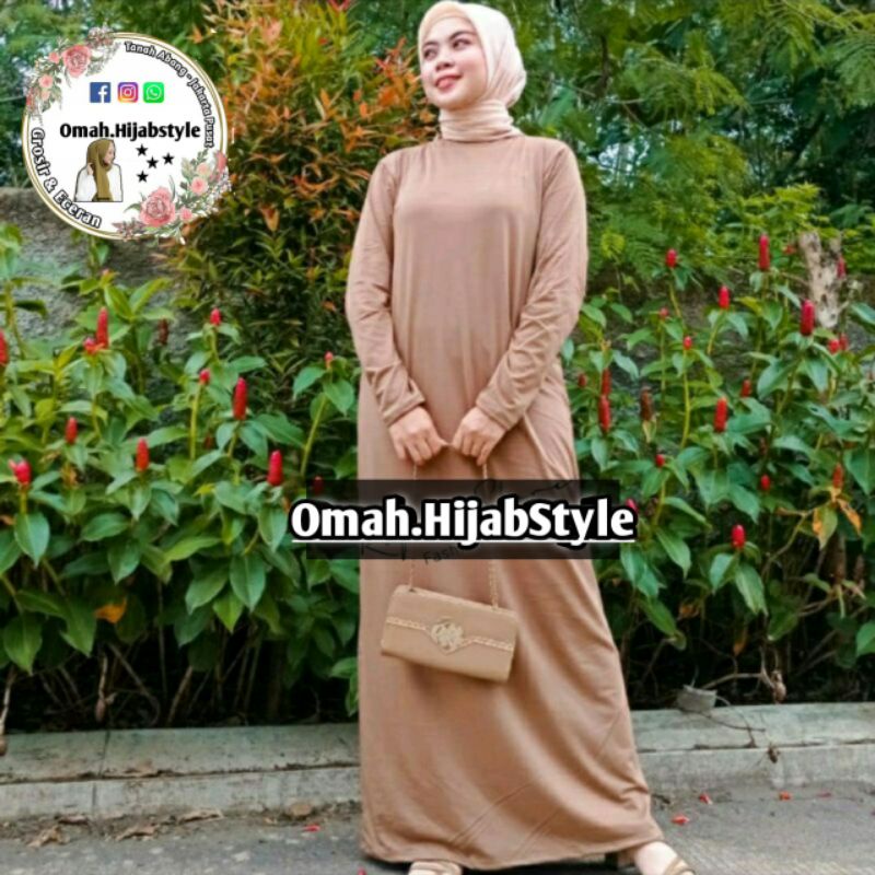 Gamis manset JUMBO lengan panjang kaos premium || dalaman gamis JUMBO LD. 110-120 CM || gamis manset