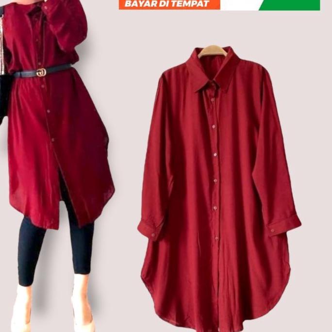 Atasan Kemeja Tunik Wanita Bahan Katun Rayon Polos Baju Perempuan Bahan Dingin Halus Nyaman Dipakai 