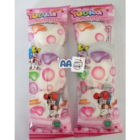 

Korzaln Youka Marshmallow Aneka Rasa Bentuk Bulat 3 Isi 20 X 7 Gr