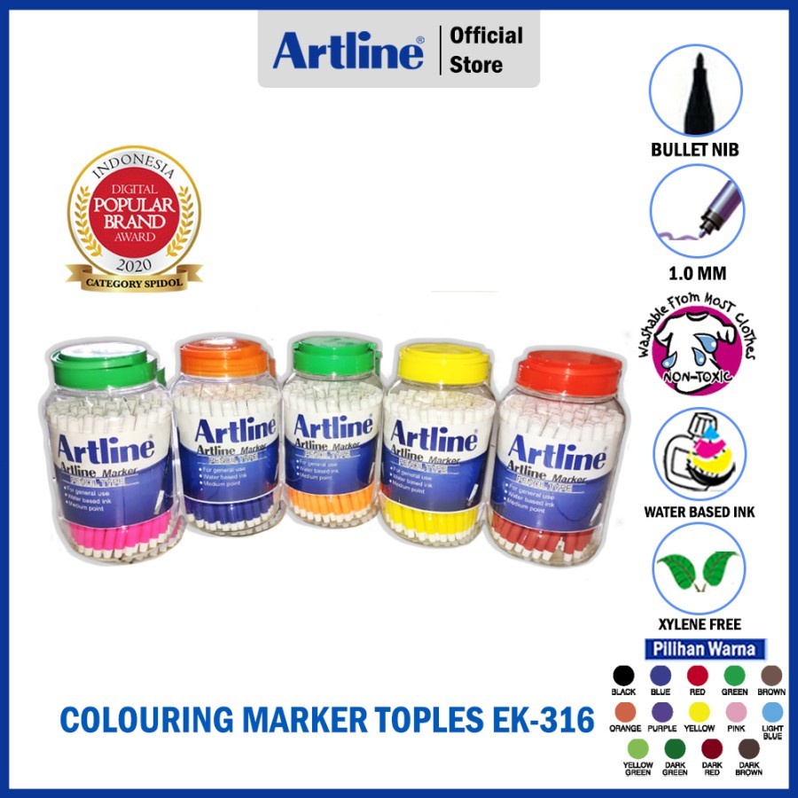

[72 PCS] Spidol Marker Permanent Kecil Toples ARTLINE EK-316T