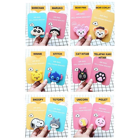 POP SOCKET 3D Phone Holder Kartun Hello Kitty Doraemon dll