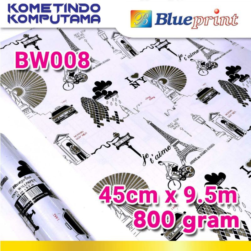 BW008 Wallpaper Sticker Vinyl Dinding BLUEPRINT 45Cm x 9,5M Varian BW008 - Wallpaper Dinding