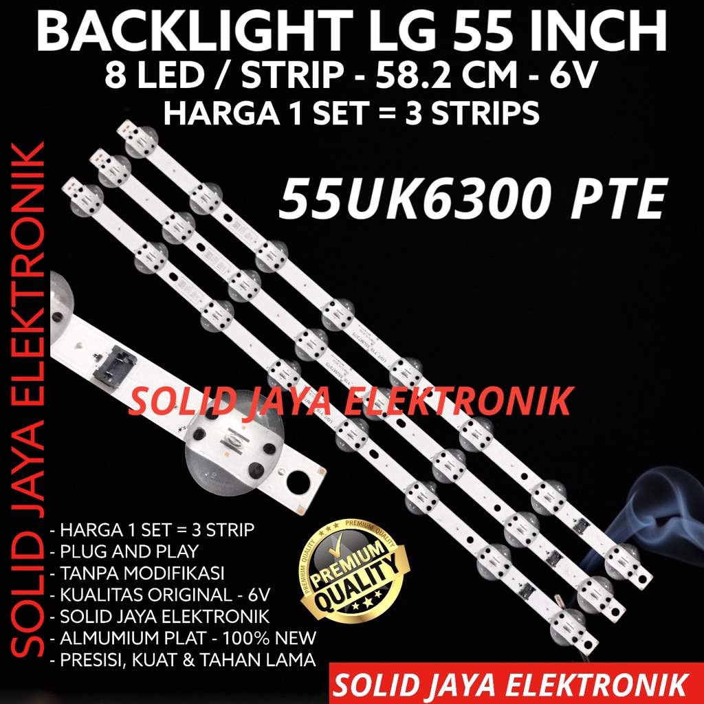 BACKLIGHT TV LED LG 55 INC 55UK6300 PTE 55UK6300PTE 55UK LAMPU BL 8K 6V LENSA BESAR KODOK 8 KANCING LG 55IN 55INC 55INCH LAMPU LED LG