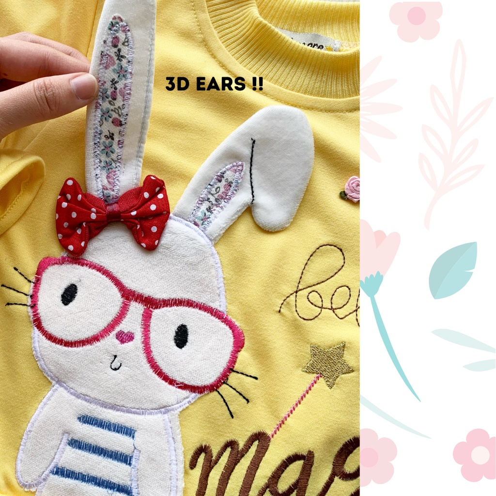 setelan sweater baby anak perempuan 1-4 tahun HELLO BUNNY sweater set celana panjang jogger lengan panjang