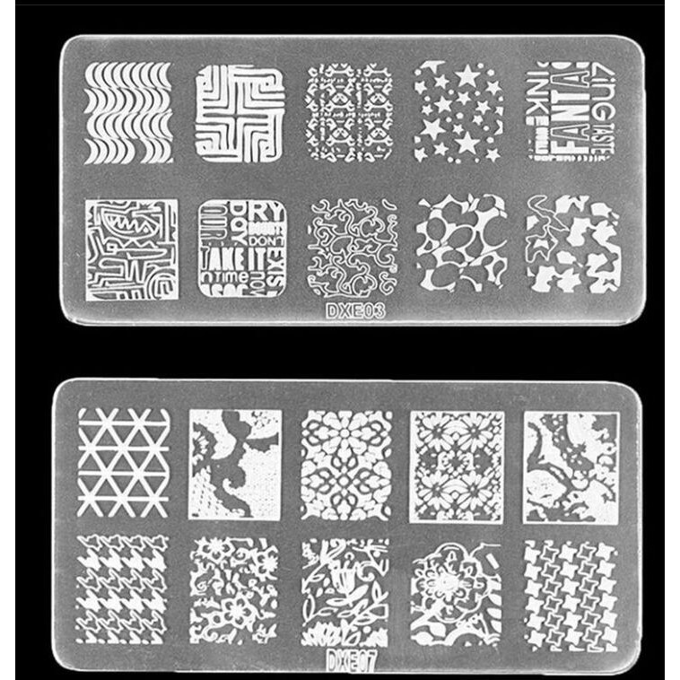 Set Alat Pelat Template Stensil Stempel Untuk Nail Art