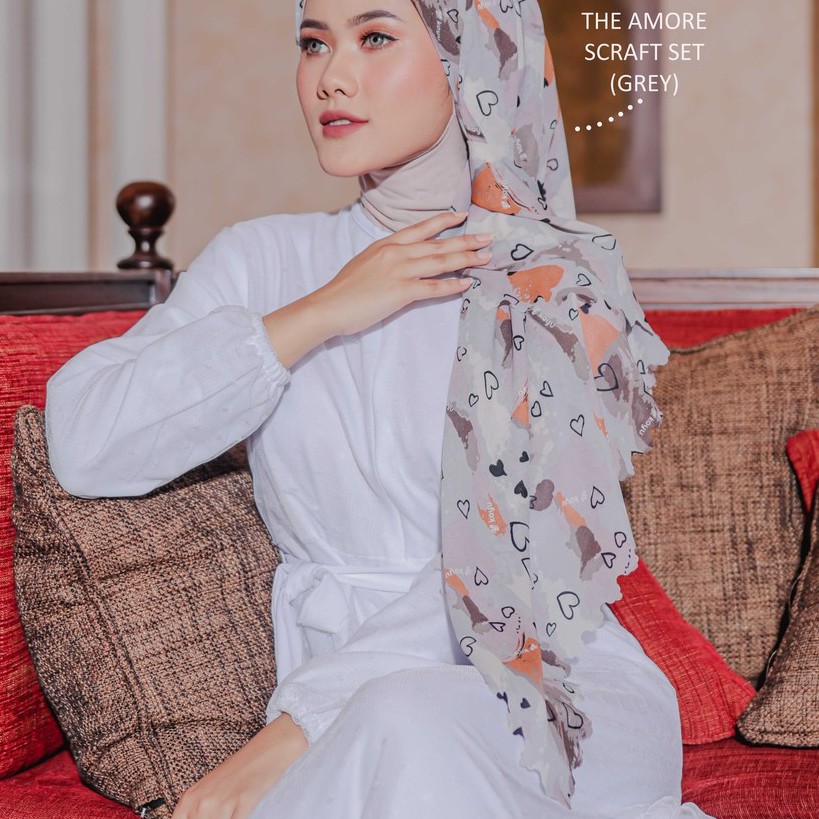 Koyu Hijab Segiempat The Amour Scraft Set Premium Turkey Series