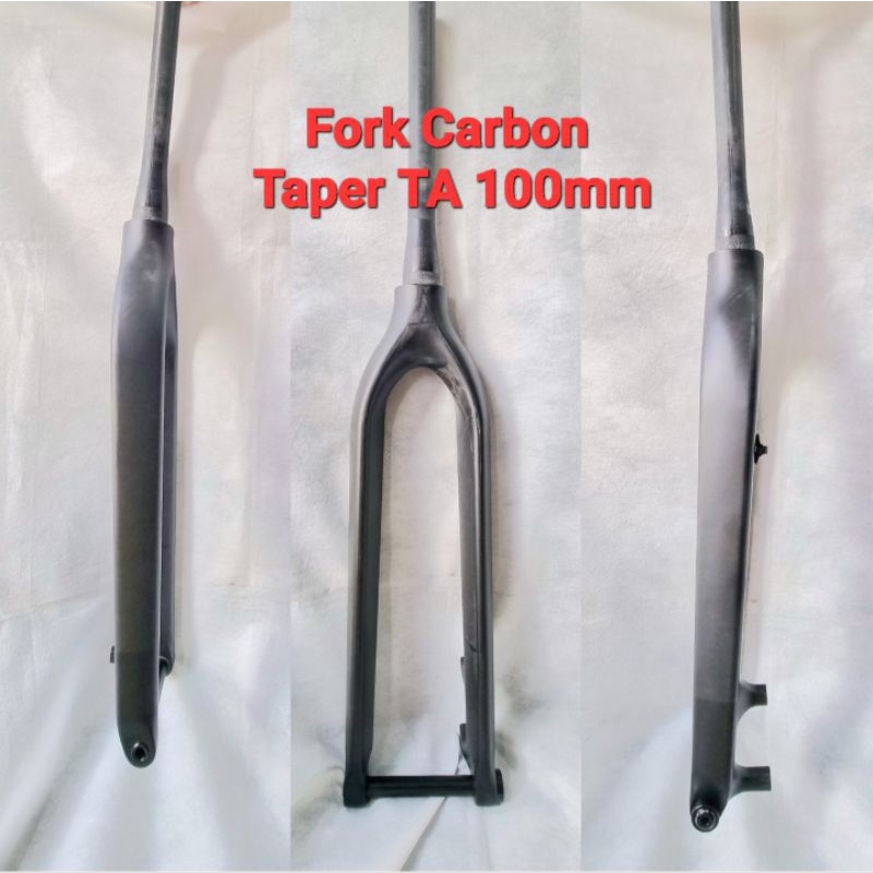 Fork Rigid Carbon Taper TA 100 mm Fork Full Carbon Tapered Thru Axle Sepeda MTB Roadbike