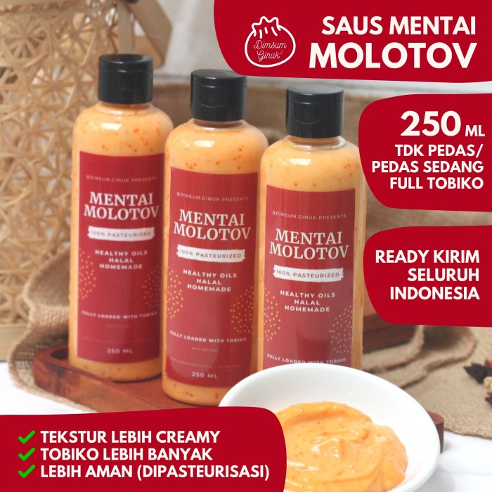 

Terlaris Saos Saus Mentai Sauce Halal Molotov by Dimsum Ginuk | Mentaiko - Pedas Sedang