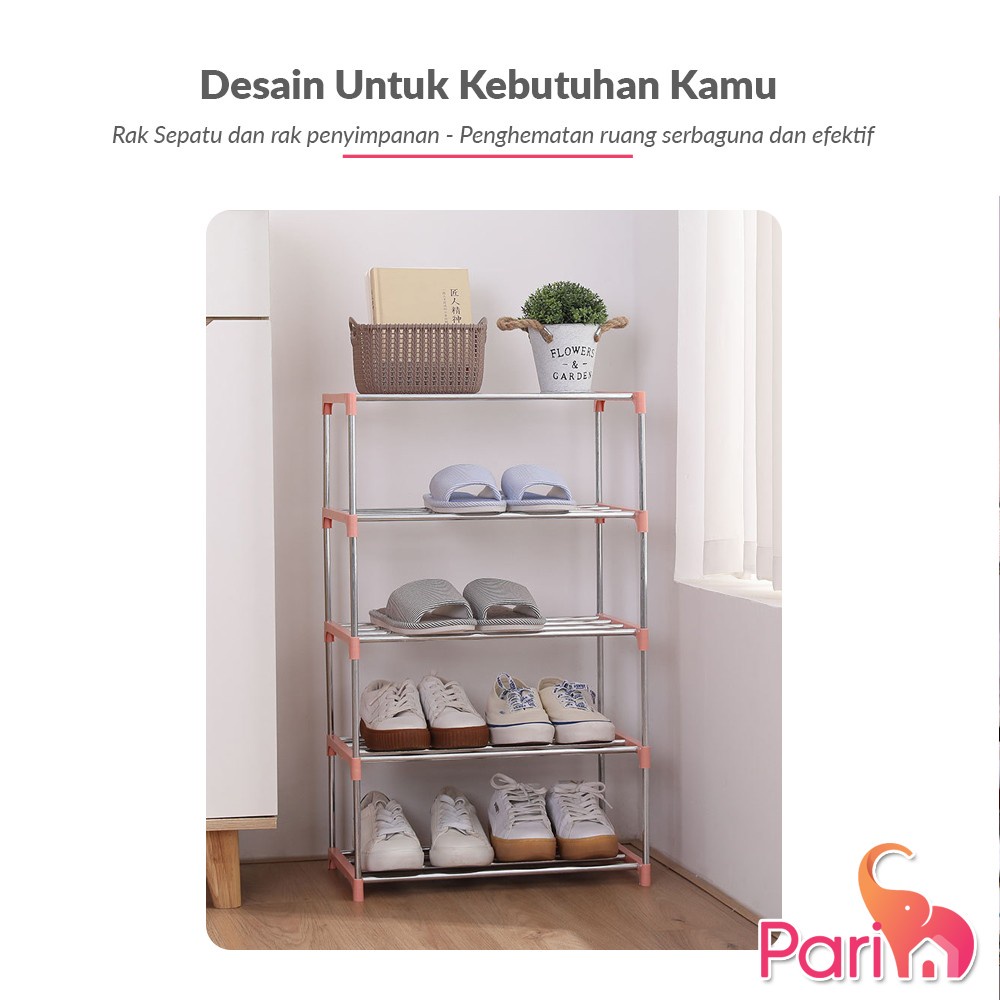 PARIM Rak Sepatu 5 Tingkat Tempat Sepatu Sandal 5 Susun PR-222