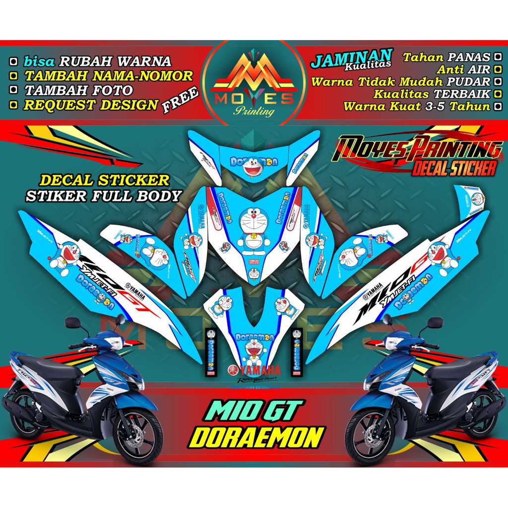 Decal stiker motor Mio Gt full body stiker mio gt full body striping mio gt full body_DORAEMON