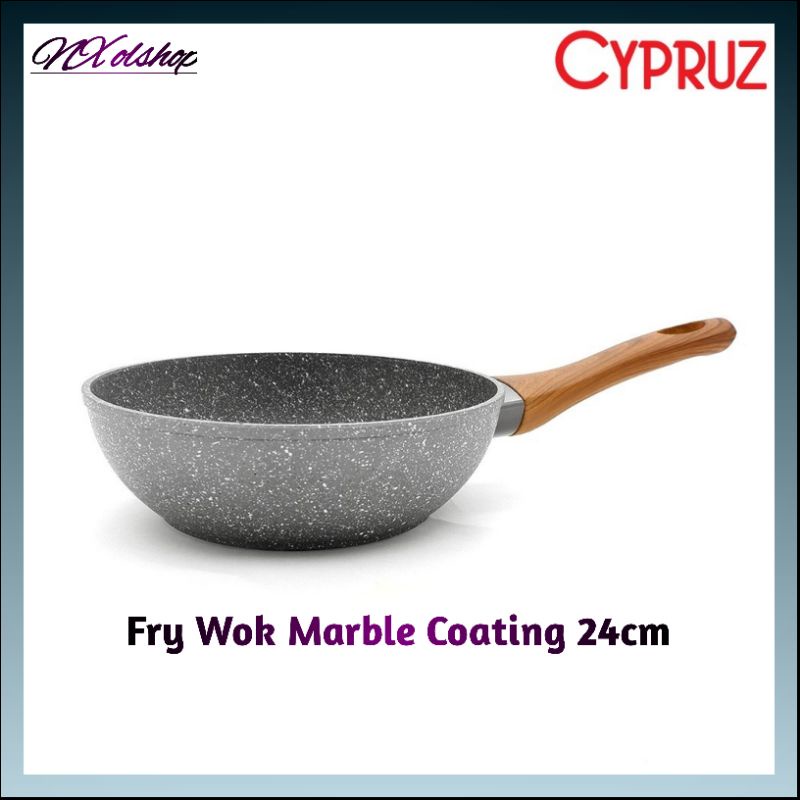 Cypruz Fry Wok Marble Diameter 24cm Panci Anti Lengket Fry Pan Anti Lengket Frying Pan