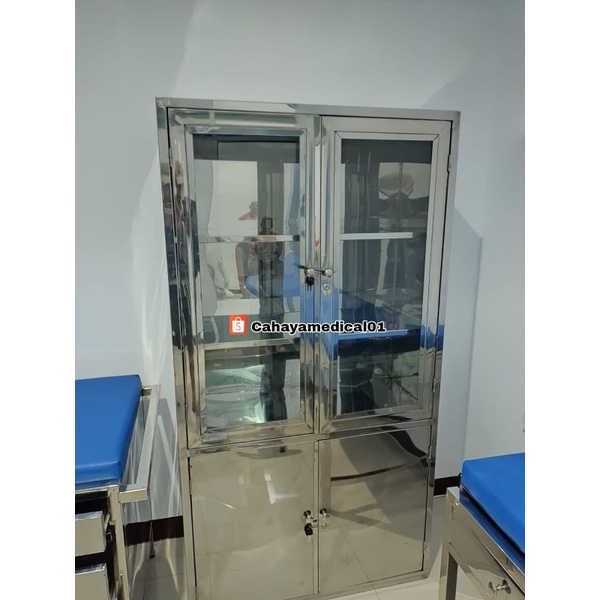 Lemari obat 2 pintu stainless / Lemari obat stainless / Lemari obat 2 pintu / Lemari obat