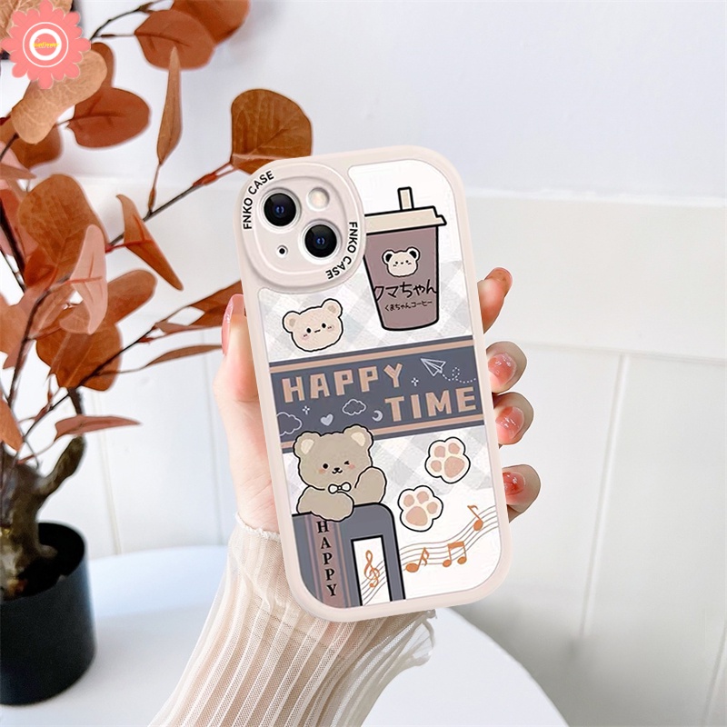 Milk Tea Happy Time Kartun Beruang Kisi Silicon Soft Tpu Case Redmi 12C 9 9A 10 9C NFC 9T 10C Redmi Note8 9 11Pro 9Pro 10Pro Max 11 10 9s 11s 10s Xiaomi POCO M3 X3 Pro X3 NFC