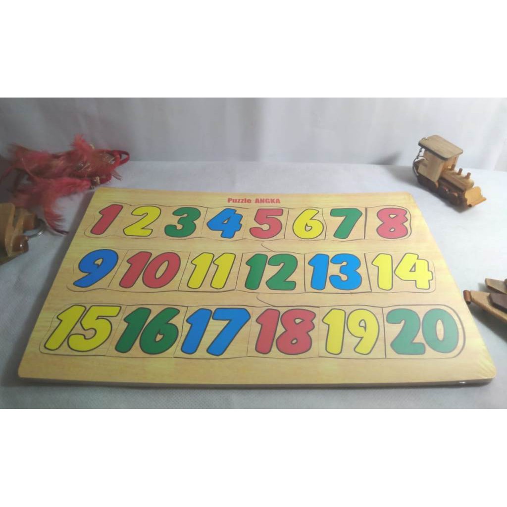 PUZZLE KAYU - MAINAN EDUKASI - PUZZLE GAMBAR ANGKA 1 – 20. RIENS COLLECTIONS