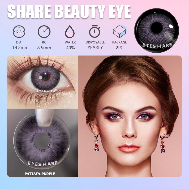 SRS (COD YES) Sepasang lensa kontak berwarna diameter 14.2MM mata soflen hitam softlens natural soflens korea aesthetic softlens minus(0.00) free lenscase PATTAYA gray/black harian soflen