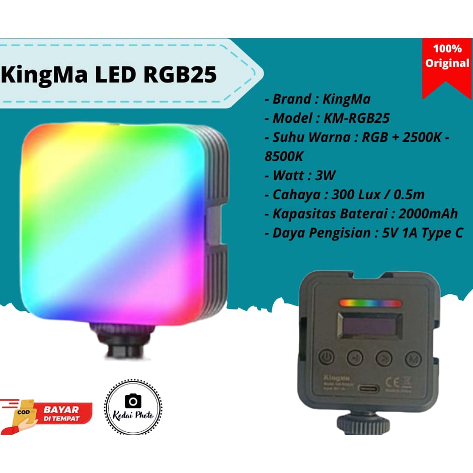 KINGMA RGB LED PORTABLE LIGHTING KM-RGB25 FOR VIDEO VLOG