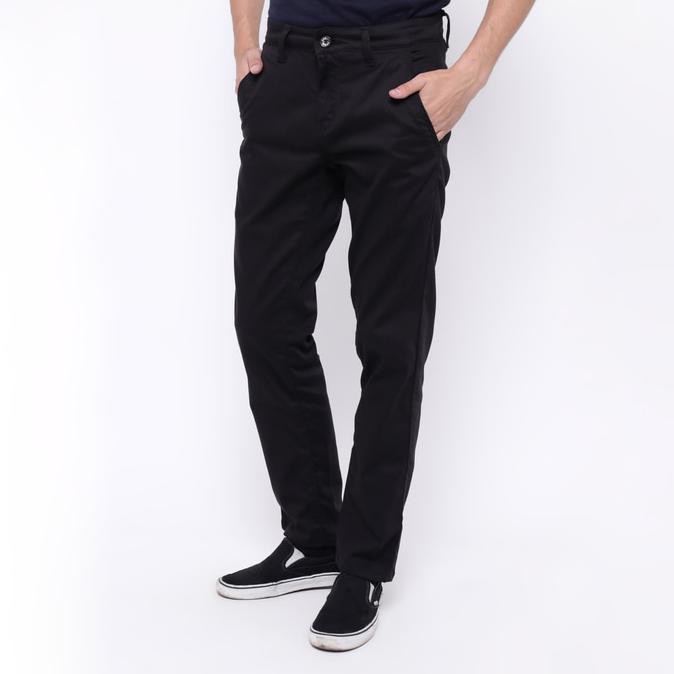 New Product Edwin Celana Jeans Chinos 63-93-Black Regular Fit Pria Panjang Hitam Free Ongkir