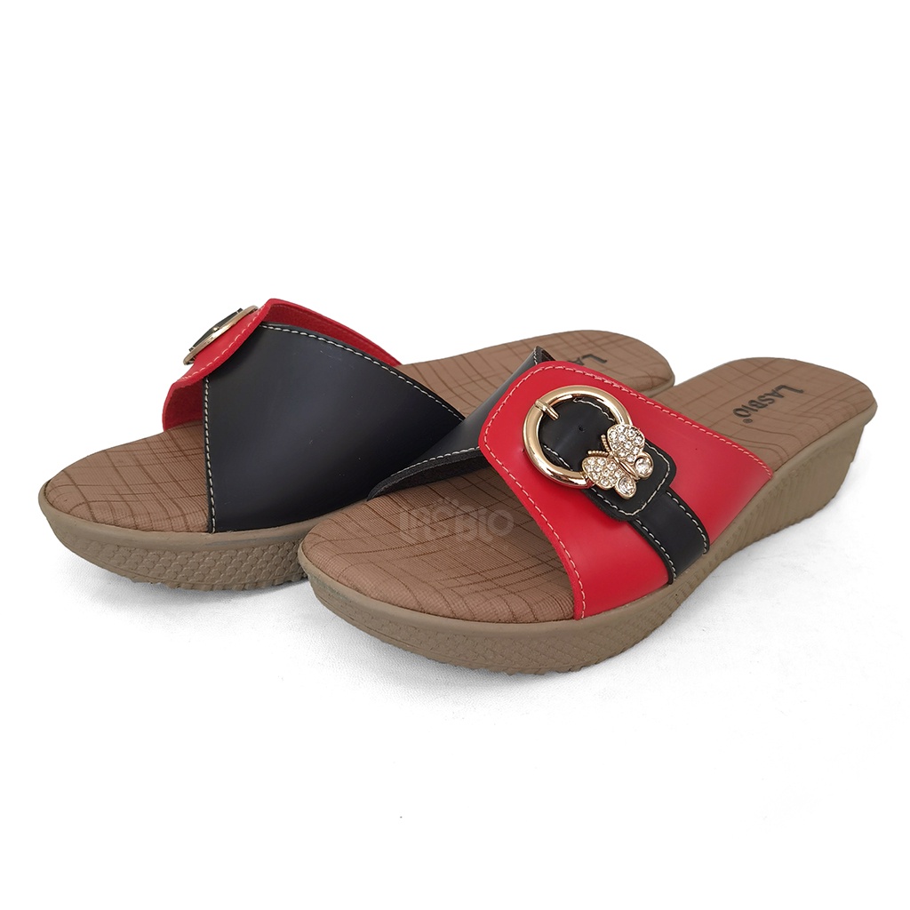 Sandal Selop Wedges Kasual Wanita Lasbio HO03