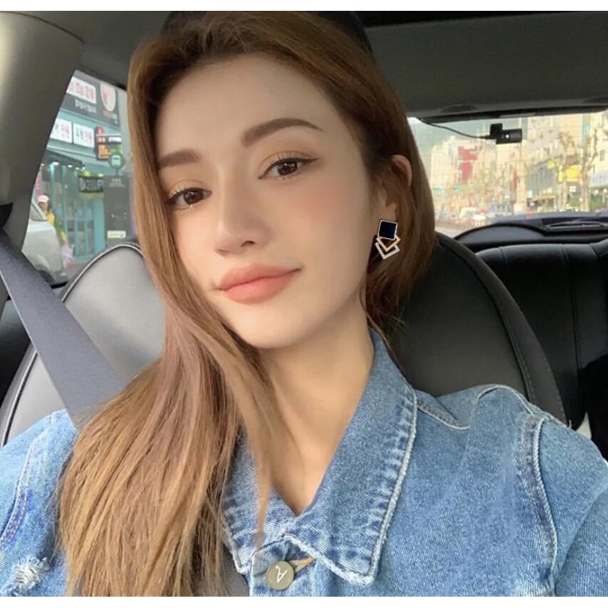 925 jarum perak geometris lingkaran anting-anting wanita Korea online influencer anting-anting Bahas