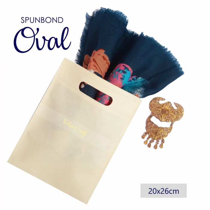 

✨ BISA COD ✨ Per 20pc Tas Spunbond 20x26cm Oval Krem Polos Goodiebag Shopping Bag