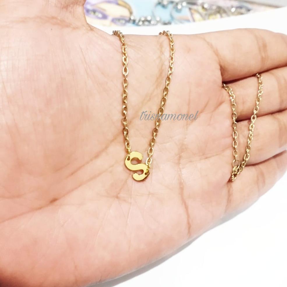 [AE.24xFe22c] KALUNG HURUF ALFABET MINI LAPIS EMAS DAN SILVER