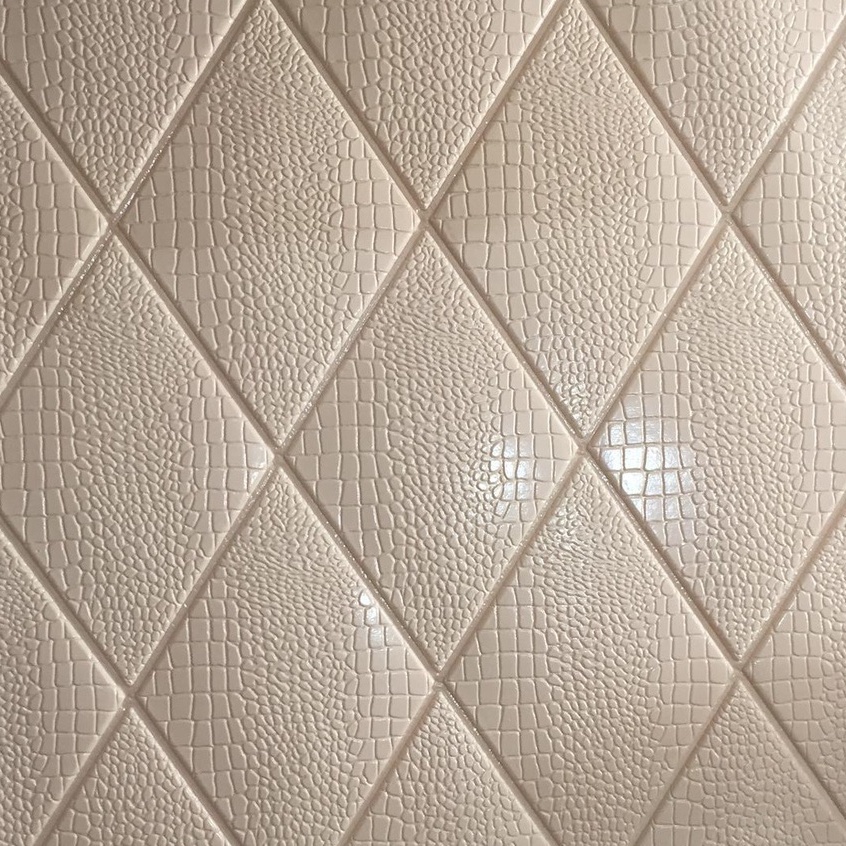 PROMO HARGA MURAH!! WALLPAPER FOAM 3D MOTIF KETUPAT 70CMX70CM TEBAL 6MM-LINE BEIGE