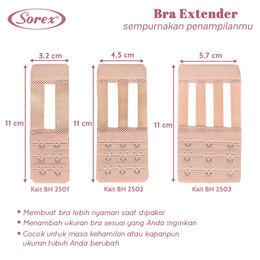 BRA EXTENTION EXTENDER BRA PENGAIT TALI TAMBAHAN KAIT 2501 2502 2503 BH SOREX KAIT 3 dan 2