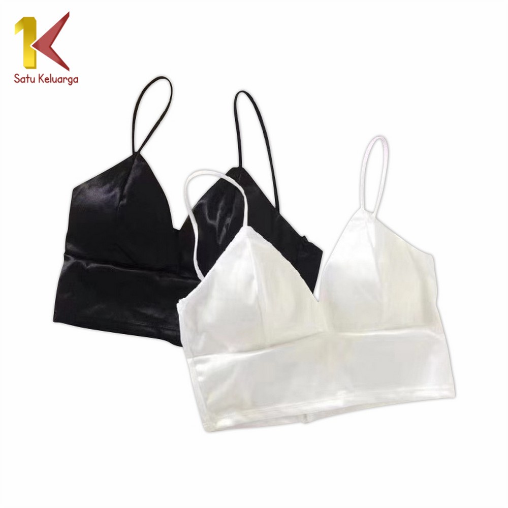 1K Bra BH Wanita Polos V Neck P239 Bra Crop Top Women Bahan Satin Tanpa Lengan Sexy Bralette