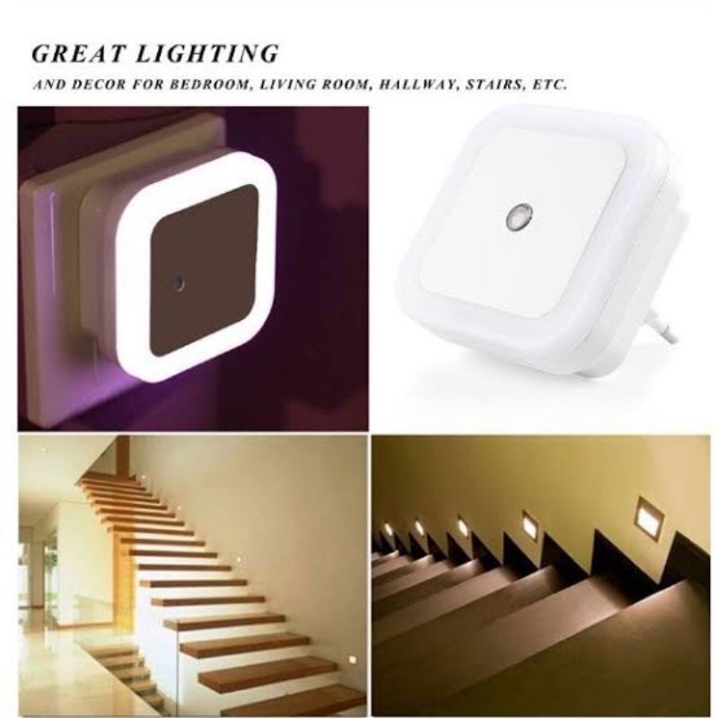 Lampu Tidur LED Kotak Sensor Cahaya / Night Light Lamp / Lampu Tidur Hemat Energy / Lampu Kamar Tidur Model Segi / Lampu Aesthetic / Lampu Unik