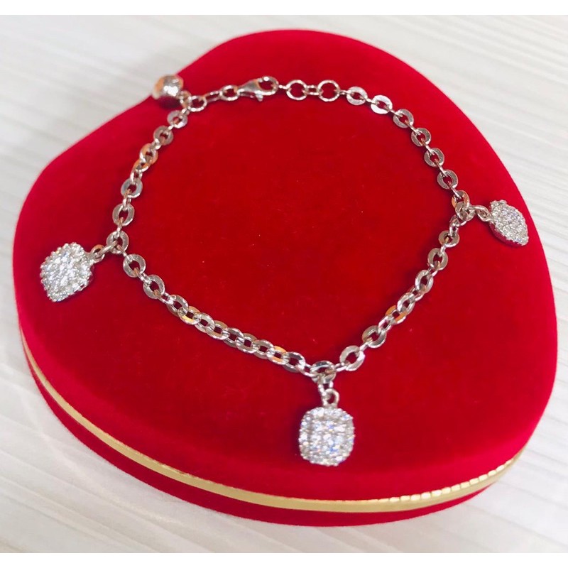 GELANG TANGAN MAINAN PERAK925/PERHIASAN PERAK925 LAPIS EMAS PUTIH ASLI/GT332