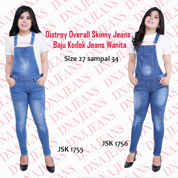 Overall Skinny Jeans Distroy Wanita  Baju  Kodok Baju  