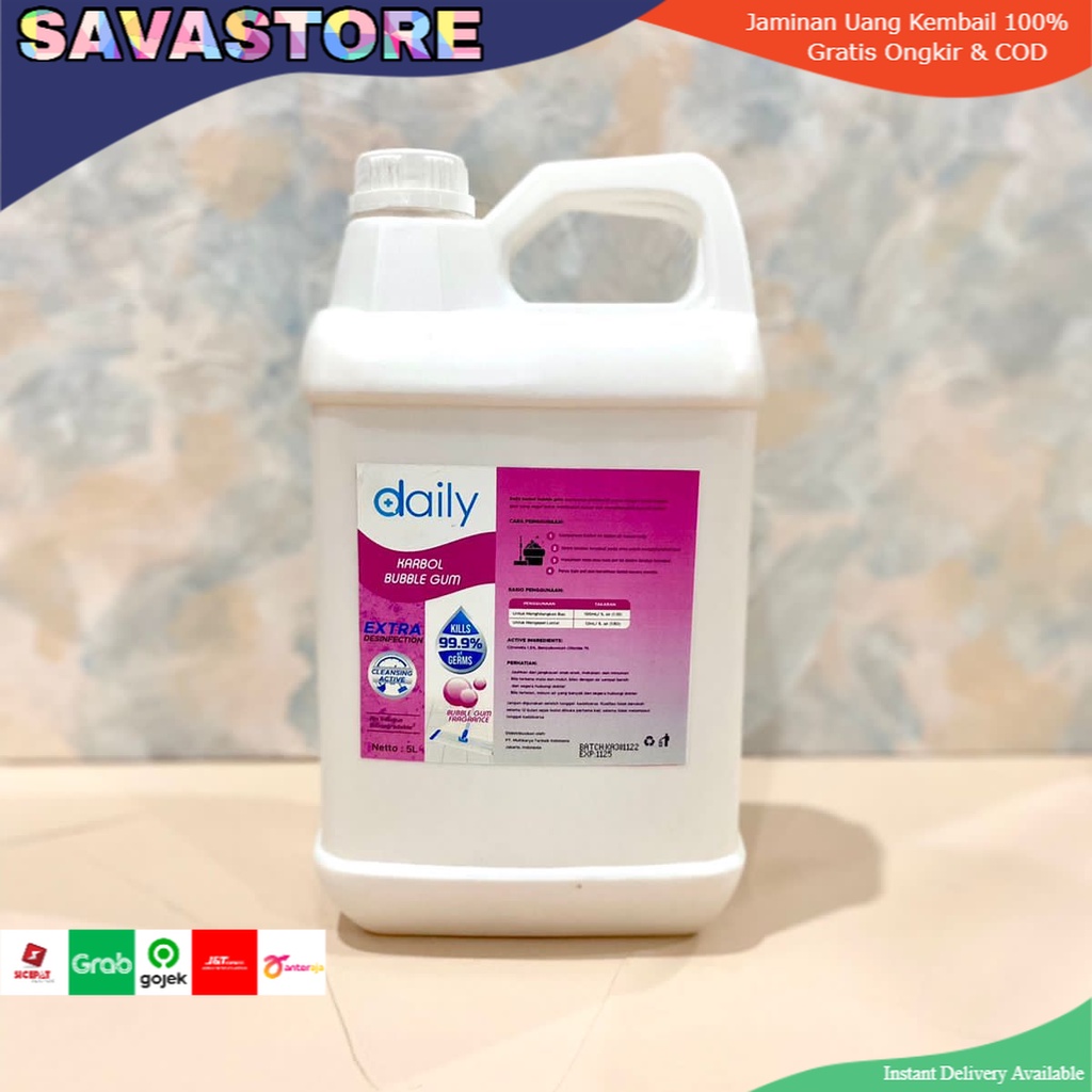 KARBOL 5 LITER DAILY PREMIUM KARBOL ANTI NYAMUK DAN SERANGGA (WANGI BUBBLE GUM, JASMINE DAN SEREH)