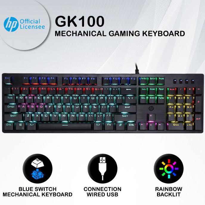 KEYBOARD GAMING HP GK100 - RGB BLUE SWITCH MECHANICAL KEYBOARD