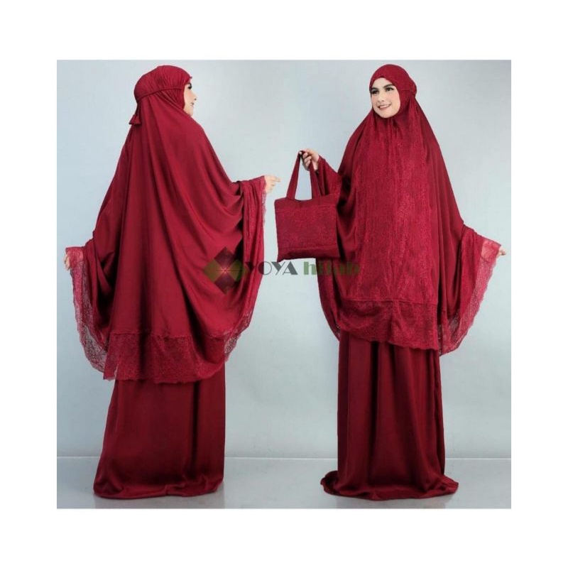 Mukena Dewasa By Yoya/mukena renda/mukena merah/mukena hitam/elegan