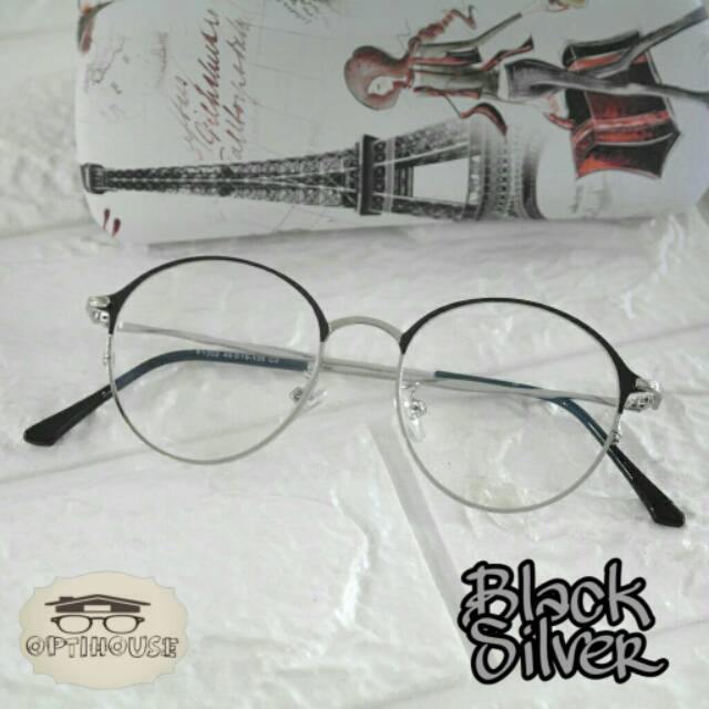 Frame kacamata bulat besi korea Olive 1302