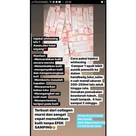 SUSU+INJEKSI SUPLEMEN PEMUTIH PERMANEN SELURUH TUBUH