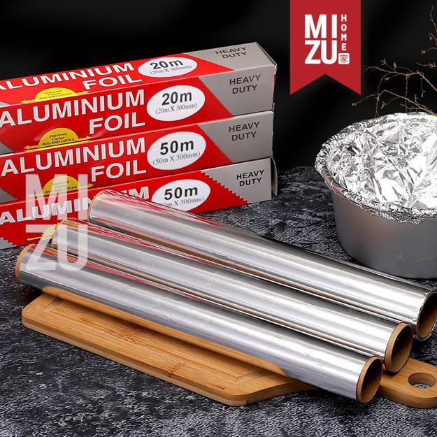 MIZU SUPERSIZE 20m/50m Aluminium Foil Roll JUMBO Baking Cooking Alumunium Roll 30cm-4