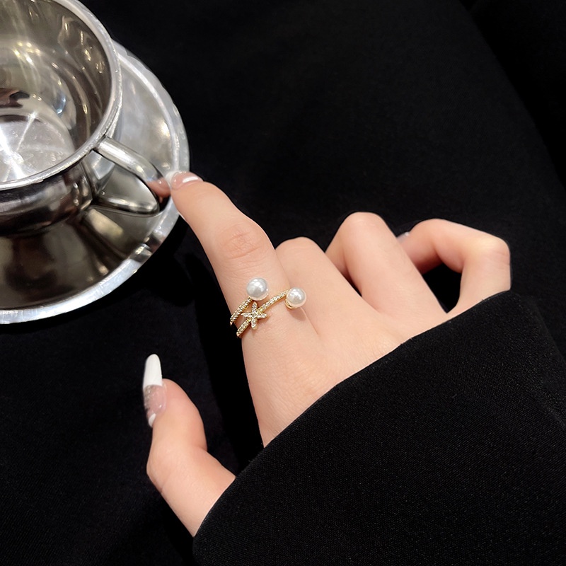 Cincin Berlian Mutiara Bentuk Bunga Untuk Wanita