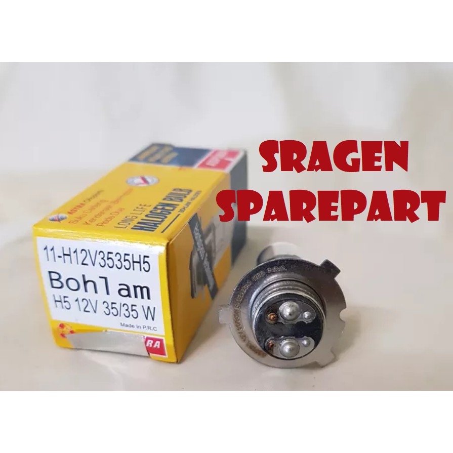 Bohlam Lampu Depan Halogen ASPIRA H5 12 Volt, 35/35 Watt Motor Lama, Supra X dan Semua Jenis GL